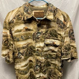 Vintage Legendary Whitetails Vented All Over Print Turkey Camp Shirt